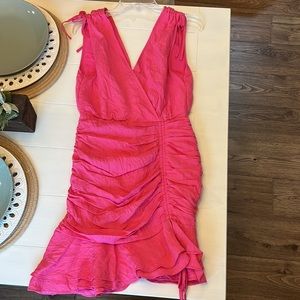 Pink the pants store ruched v neck dress!
